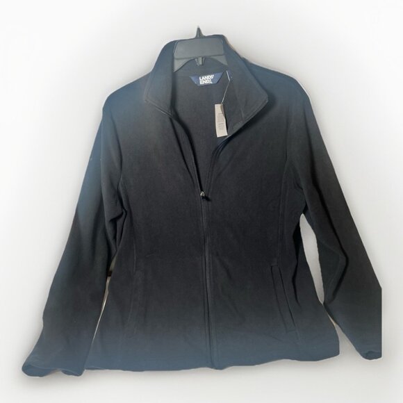 Land's End Women’s L 14/16 Fleece Full Zip Black Jacket NWT. Q - Picture 2 of 7